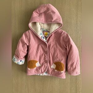 Baby Boden Pink Hooded Jacket with Hedgehog Design 3-4Y